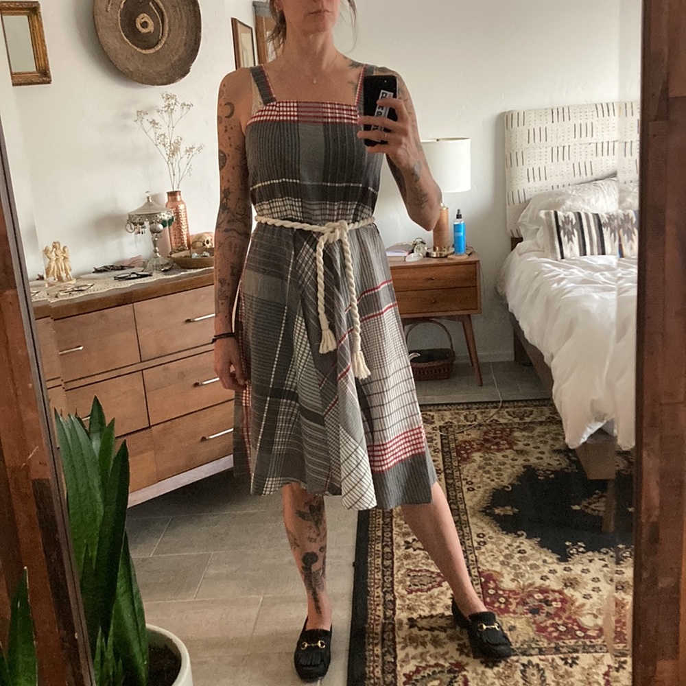 Vintage 80s/90s plaid midi sundress.